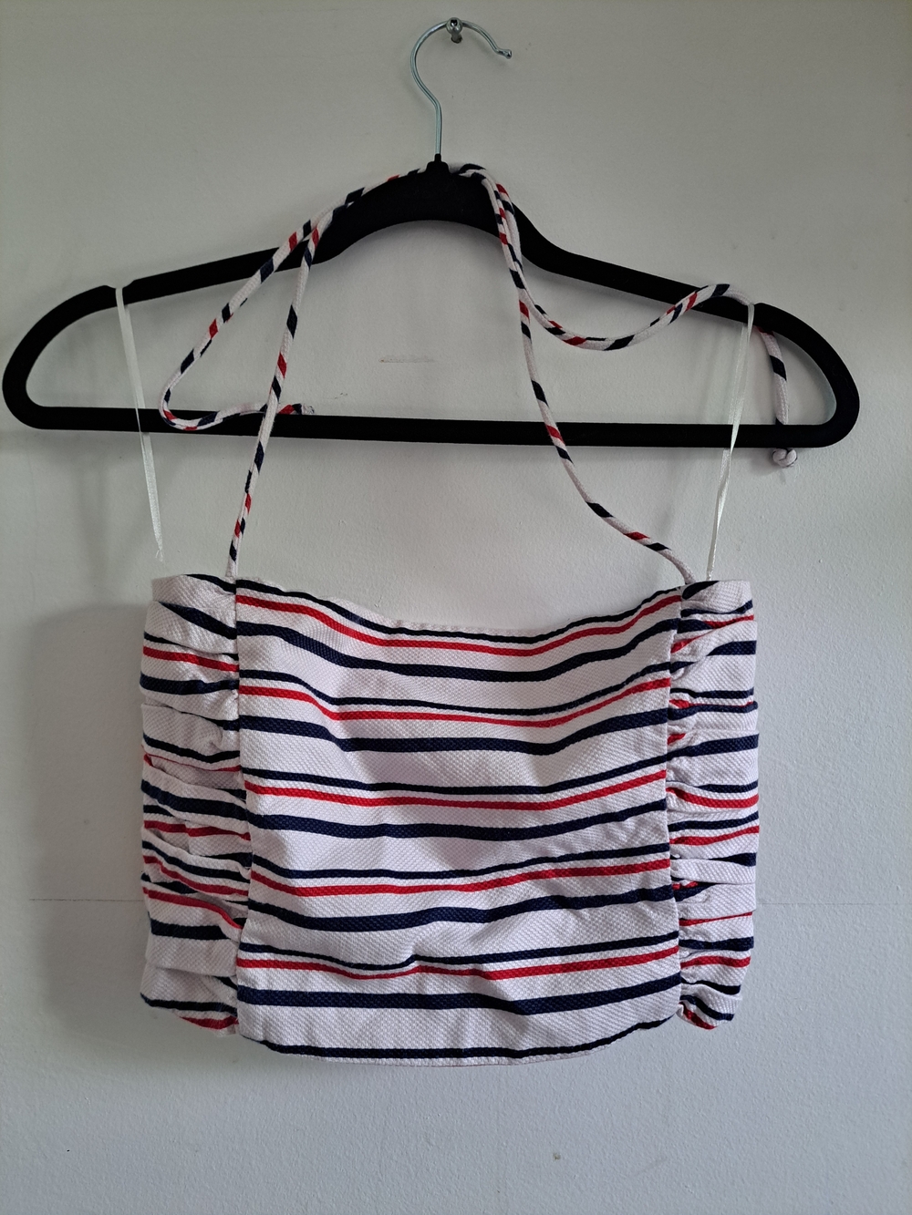 Zara Trafaluc Striped Halter Crop Top Women's M | Red White Blue | Summer